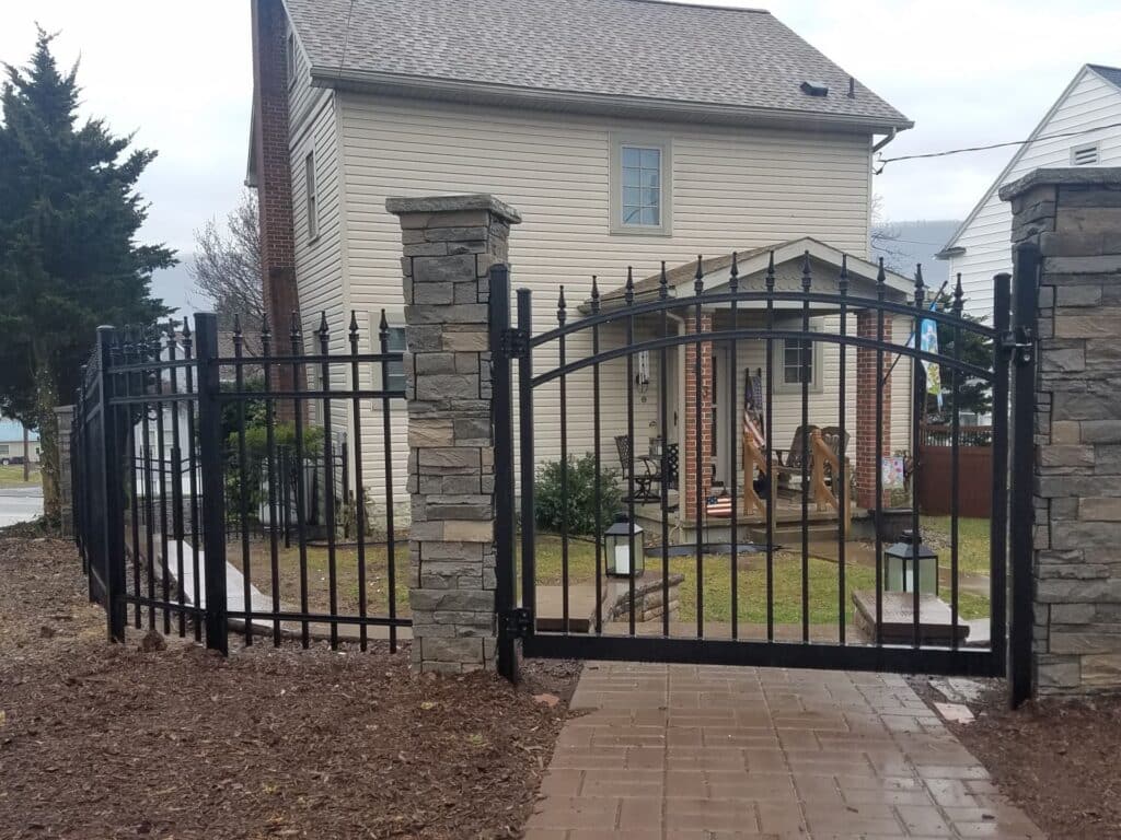 metal security fence around a residence