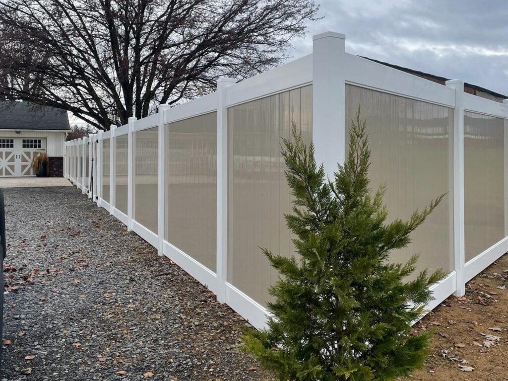 vinyl privacy fence around a residence